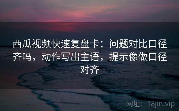 西瓜视频快速复盘卡：问题对比口径齐吗，动作写出主语，提示像做口径对齐